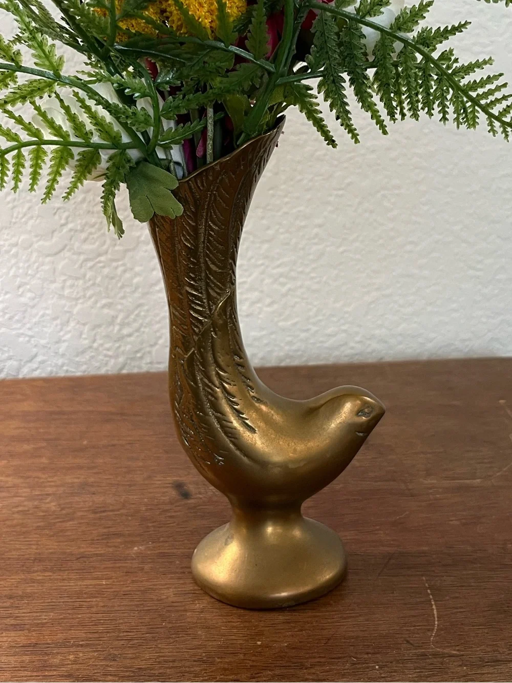 Vintage brass bird vase